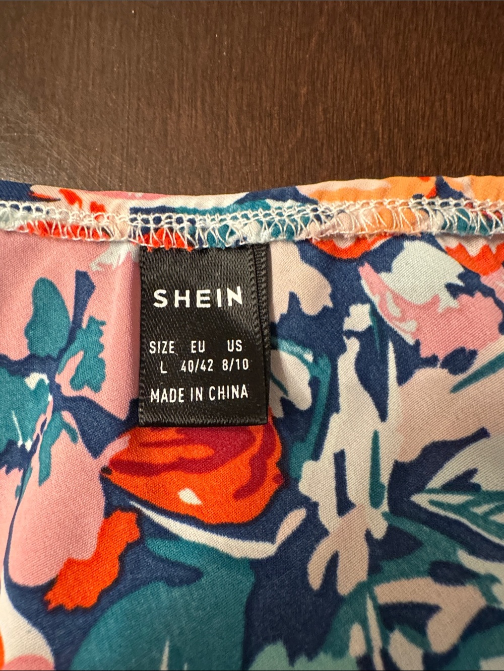 SHEIN Navy Floral One-Shoulder Tie Top with Red & Pink Blooms - Picture 3 of 3